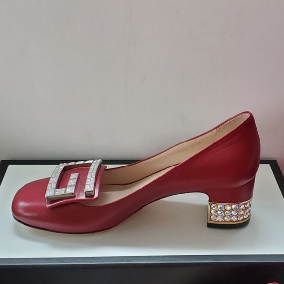 NIB GUCCI Madelyn crystal red shoes 35.5 - Picture 4 of 8